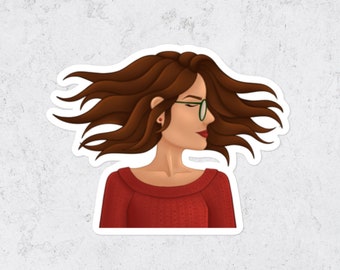 Girl in Glasses Portrait Vinyl Sticker