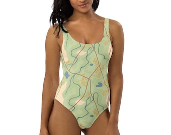 Road Map One-Piece Swimsuit