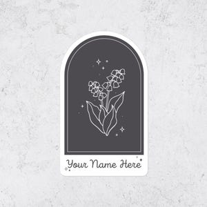Sticker nom floral personnalisé Sticker imperméable personnalisé Étiquette cadeau muguet
