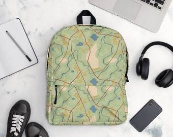 Road Map Backpack, Travel Print Book Bag