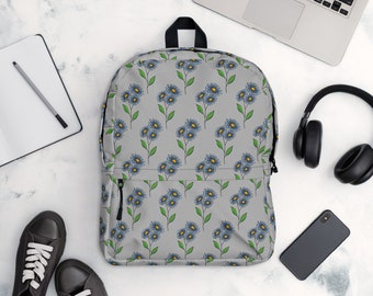 Sac à dos à imprimé floral pour femme avec fleurs d'aster et poche