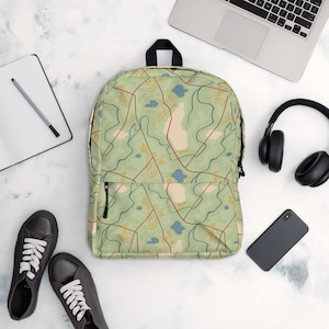 Sac à dos feuille de route, sac de voyage imprimé, cadeau pour les amateurs de voyage, sac à dos de randonnée résistant à l'eau