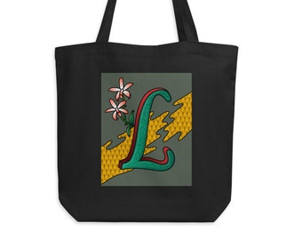 Tote Bag, Letter L Monogram Bag, Art Bag, Monogram Tote, Monogram Tote Bag