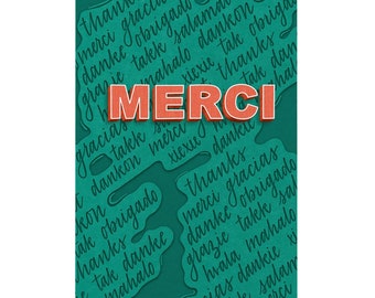 Postal Card Merci 2 Etsy