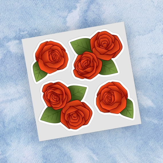 Rose Sticker Sheet Waterproof Floral Stickers Valentines Flower Decals