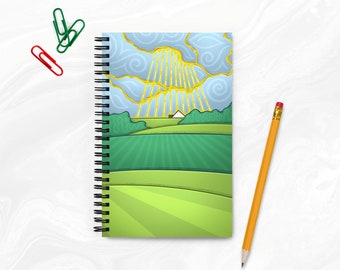 Sunlit Fields Spiral Notebook, Dot Grid Journal