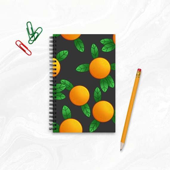 Orange Fruit Dot Grid Journal Summer Spiral Notebook Citrus Pattern Stationery Cute School Supplies Blank Kitchen Notebook Gift