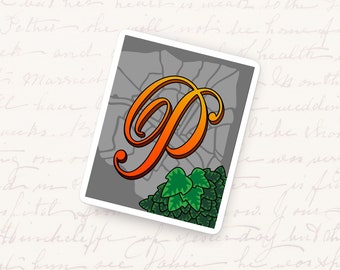 Letter P Vinyl Sticker, Typography Monogram Decal