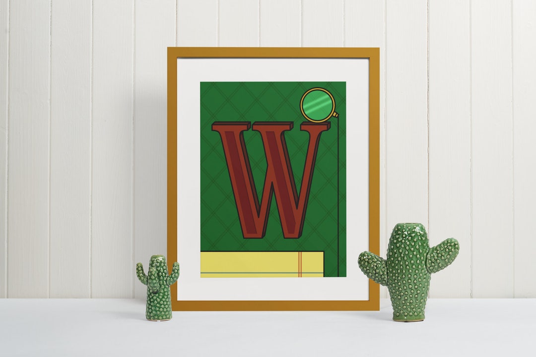 Letter W Wall Art Print Monogram Typography Poster Unique Initial Gift ...