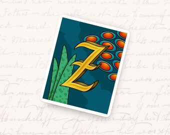 Letter Z Vinyl Sticker, Monogram Typography Art Decal