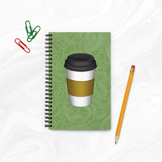 Coffee Dot Grid Spiral Notebook To Go Coffee Cup Travel Journal Gift for Coffee Lover