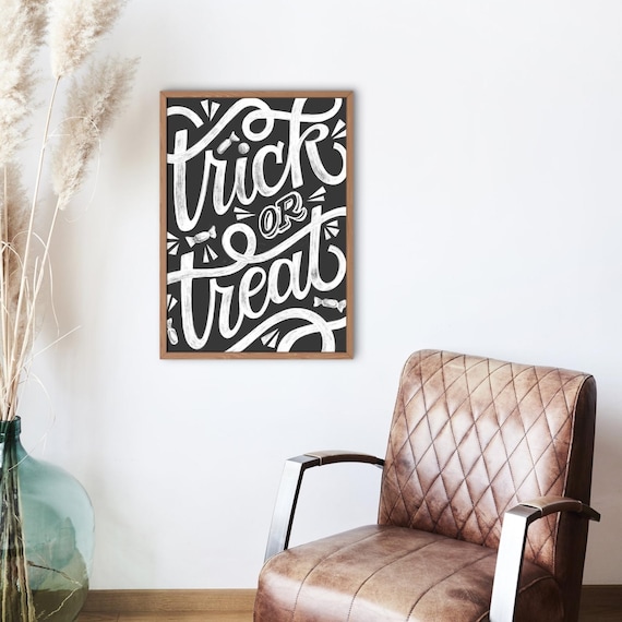 Trick or Treat Halloween Poster: Chalkboard Candy Art Print