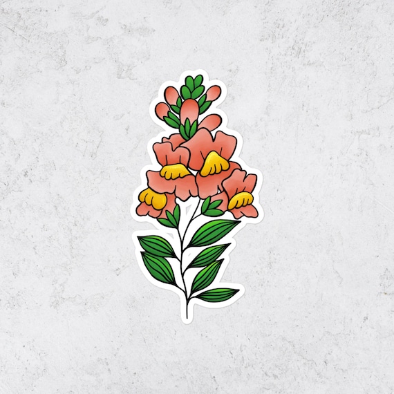 Snapdragon Vinyl Sticker Floral Laptop Decal for Laptop Water Bottle Journal Luggage Wildflower Sticker Gift for Plant Lovers