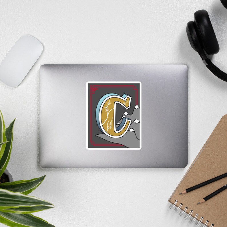 Sticker Letter C Vinyl Sticker Art Sticker Illustrasion Etsy