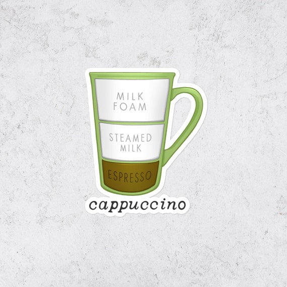 Cappuccino Recipe Sticker Waterproof Espresso Vinyl Decal Barista Gift for Coffee Lover Cozy Mug Decor