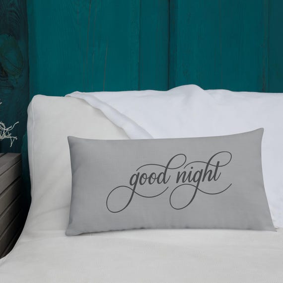 Good Night Throw Pillow Calligraphy Quote Pillow for Guest Bedroom