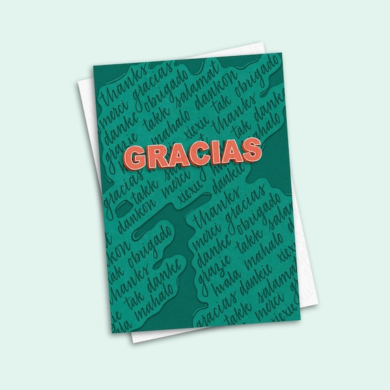 Spanish Thank You Card Gracias Greeting Card Say Thank You in Many Languages Gift for Spanish Teacher