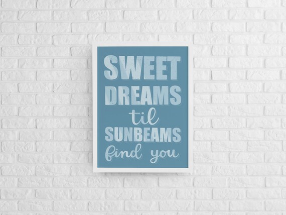 Sweet Dreams Type Poster for Bedroom or Nursery Dream a Little Dream Song Lyric Wall Art Print Good Night Music Gift for Nursery