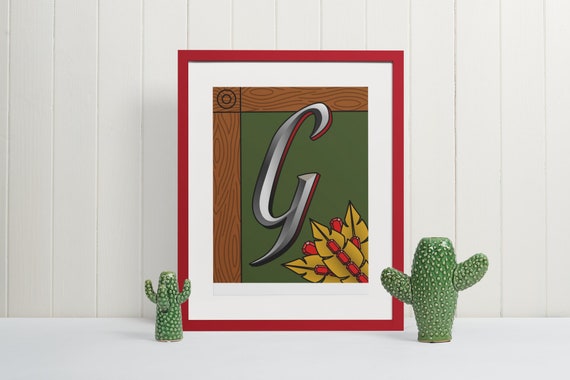 Letter G Wall Art Print Monogram Typography Poster Unique Initial Gift for Nursery or Office Decor Artistic Alphabet Sign