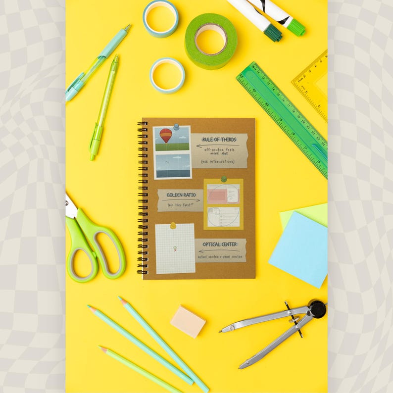 Graphic Design Spiral Notebook for Artists, Designers, and Creators. Common design principles to guide your visual projects.