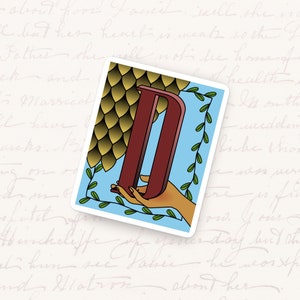 Letter D vinyl sticker monogram typografie waterdicht sticker uniek eerste cadeau voor tijdschriften laptops en waterflessen artistiek alfabet