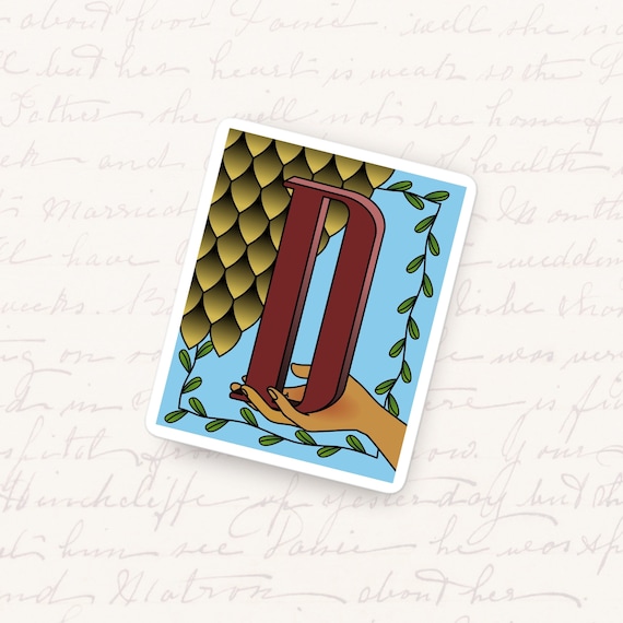 Letter D Vinyl Sticker Monogram Typography Waterproof Decal Unique Initial Gift for Journals Laptops and Water Bottles Artistic Alphabet