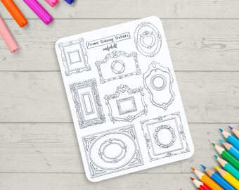 Coloring Stickers, Frames Sticker Sheet