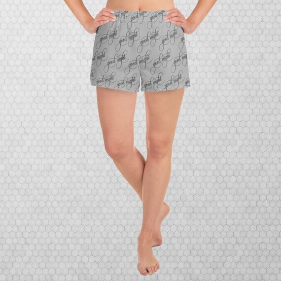 Good Night Pajama Shorts Calligraphy Quote Casual Shorts with Pockets for Women