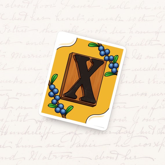 Letter X Vinyl Sticker Bold Monogram Typography Waterproof Decal Unique Initial Gift for Water Bottle Laptop Journal Botanical Alphabet