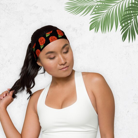 Floral Pattern Headband Red Rose Hair Accessory Self-Care Gift