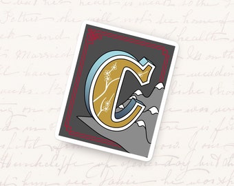 Letter C Vinyl Sticker, Unique Monogram Decal