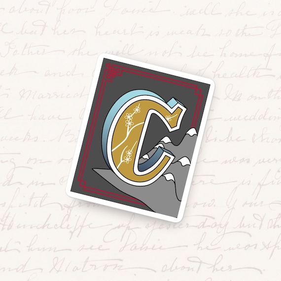 Letter C Vinyl Sticker Unique Monogram Waterproof Decal Artistic Initial Gift for Journals Laptops or Water Bottles