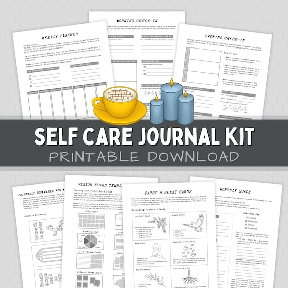 Printable Self-Care Journal Kit: Mindful Living Planner (PDF Download)