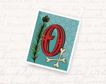 Letter O Vinyl Sticker, Typography Monogram Decal