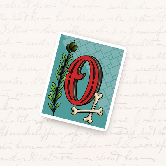 Letter O Vinyl Sticker Typography Monogram Waterproof Decal Unique Initial Gift for Water Bottles Laptops and Journals Artistic Alphabet