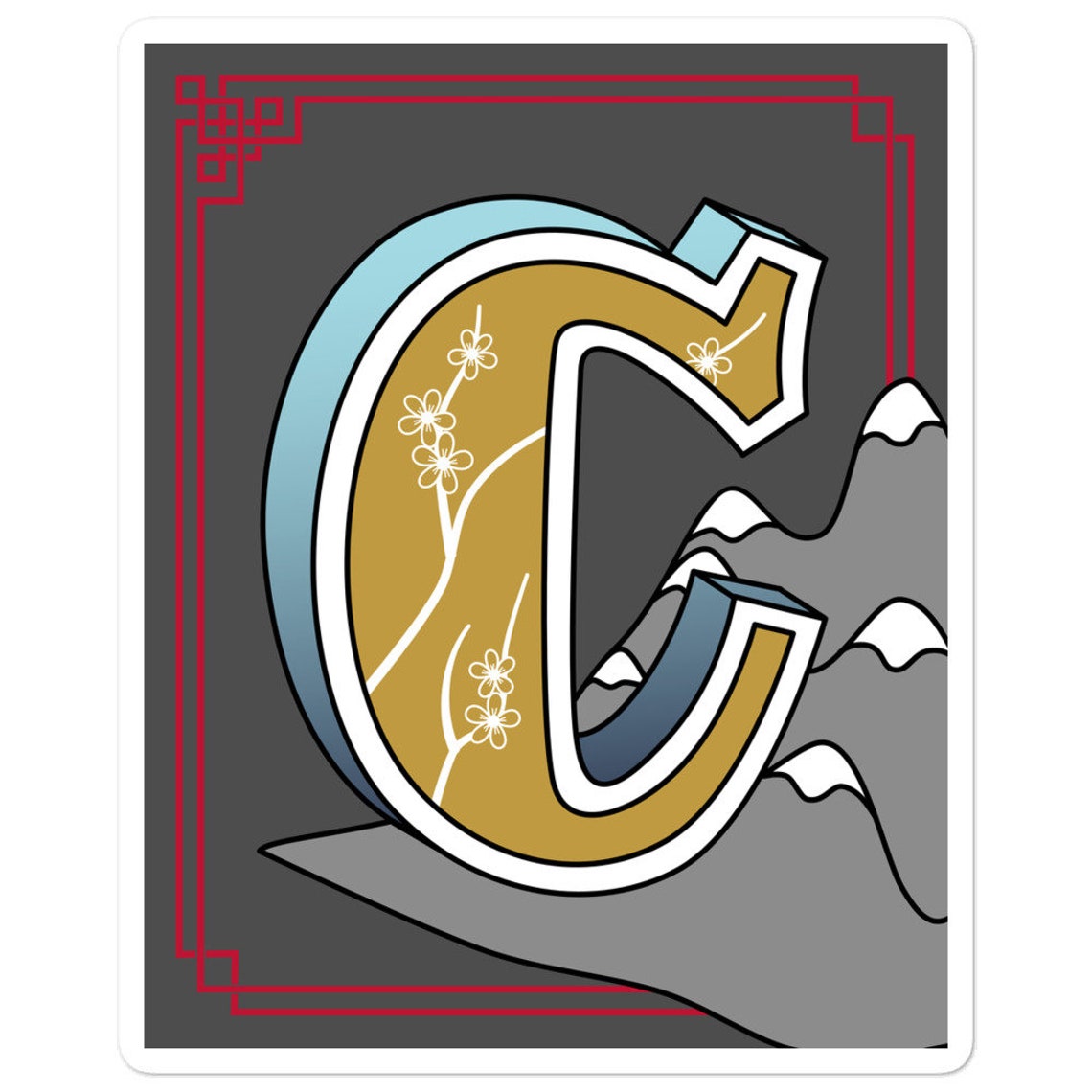 Sticker Letter C Vinyl Sticker Art Sticker Illustrasion Etsy