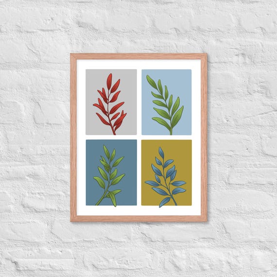 Colorful Botanical Leaf Art Print Modern Plant Wall Decor Nature-Inspired Tropical Poster Gift for Plant Lovers