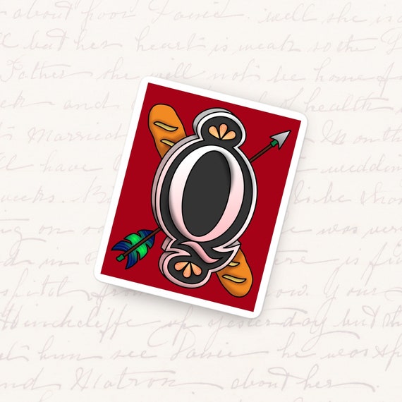 Letter Q Vinyl Sticker Monogram Typography Waterproof Decal Unique Initial Gift for Water Bottles Journals and Tablets Artistic Alphabet