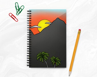 Sunset Dot Grid Spiral Notebook, Landscape Art Journal