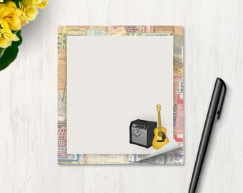 Music Notepad, Guitar and Concert Tickets Stationery