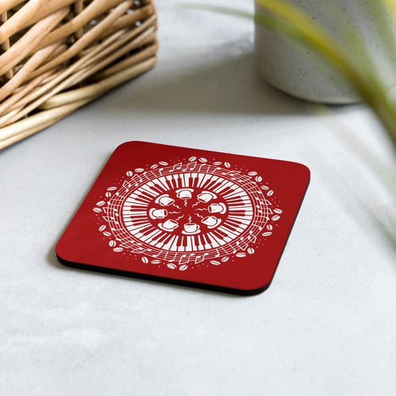 Coffee and Music Coaster Jazz Piano Decor Gift for Musician or Coffee Lover