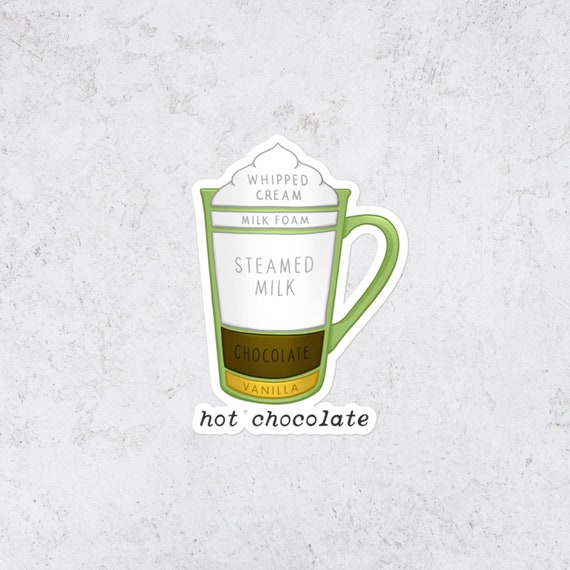 Hot Chocolate Recipe Sticker Waterproof Vinyl Cocoa Decal for Mugs Laptops and Gifts Cozy Holiday Drink Art for Winter & Christmas