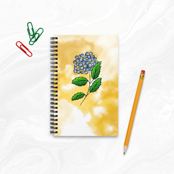 Floral Spiral Notebook Hydrangea Flower Dot Grid Journal