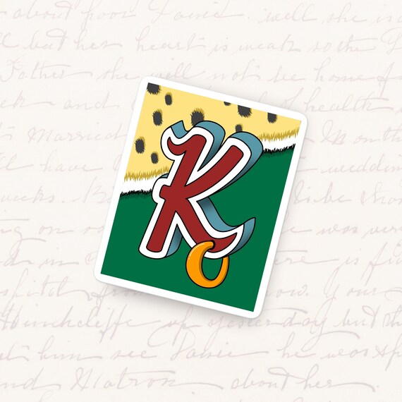 Letter K Vinyl Sticker Artistic Monogram Waterproof Decal Unique Initial Gift for Journals Water Bottles and Tablets Leopard Print Decal