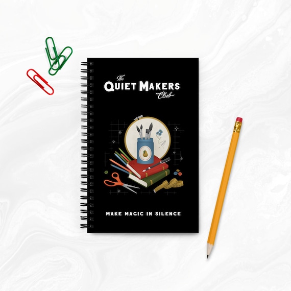 The Quiet Makers Club Spiral Notebook Dot Grid Journal for Craft Quilt and Sewing Project Planning DIY Artist Planner Gift for Creatives