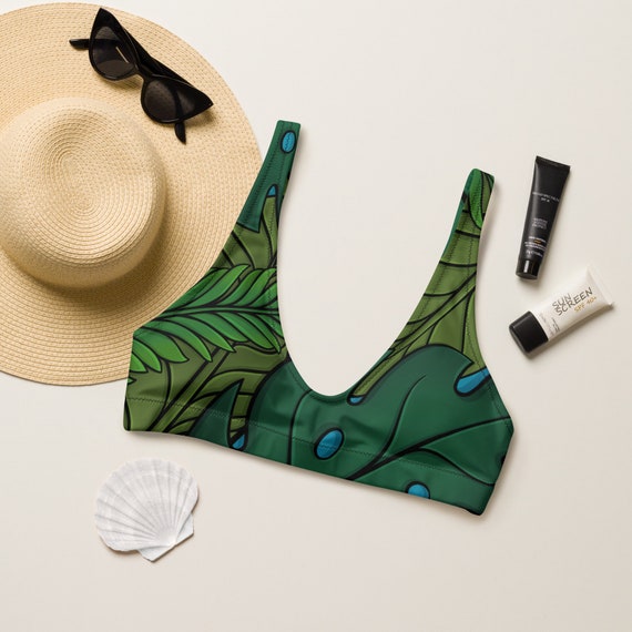 Tropical Leaves Bikini Eco-Friendly Recycled Swimsuit Monstera Print Summer Swimwear