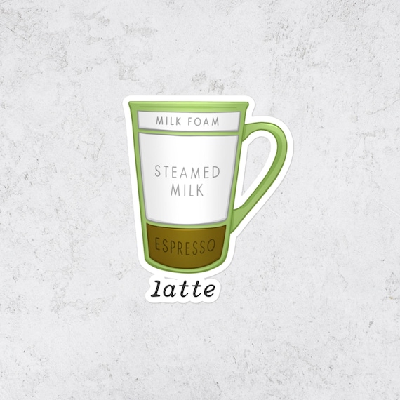 Latte Recipe Sticker Waterproof Espresso Drink Vinyl Decal Barista Gift for Coffee Lovers Cozy Mug Sticker