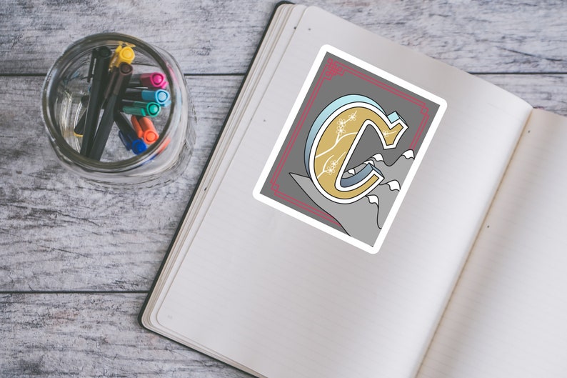 Sticker Letter C Vinyl Sticker Art Sticker Illustrasion Etsy
