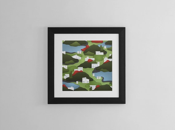Small Town Wall Art Print City Landscape Poster Gallery Wall Print