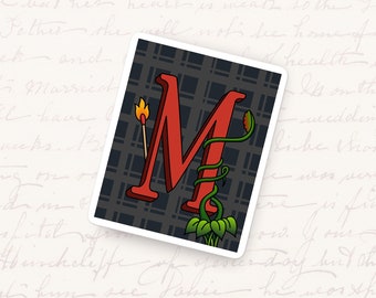 Letter M Vinyl Sticker, Unique Monogram Decal